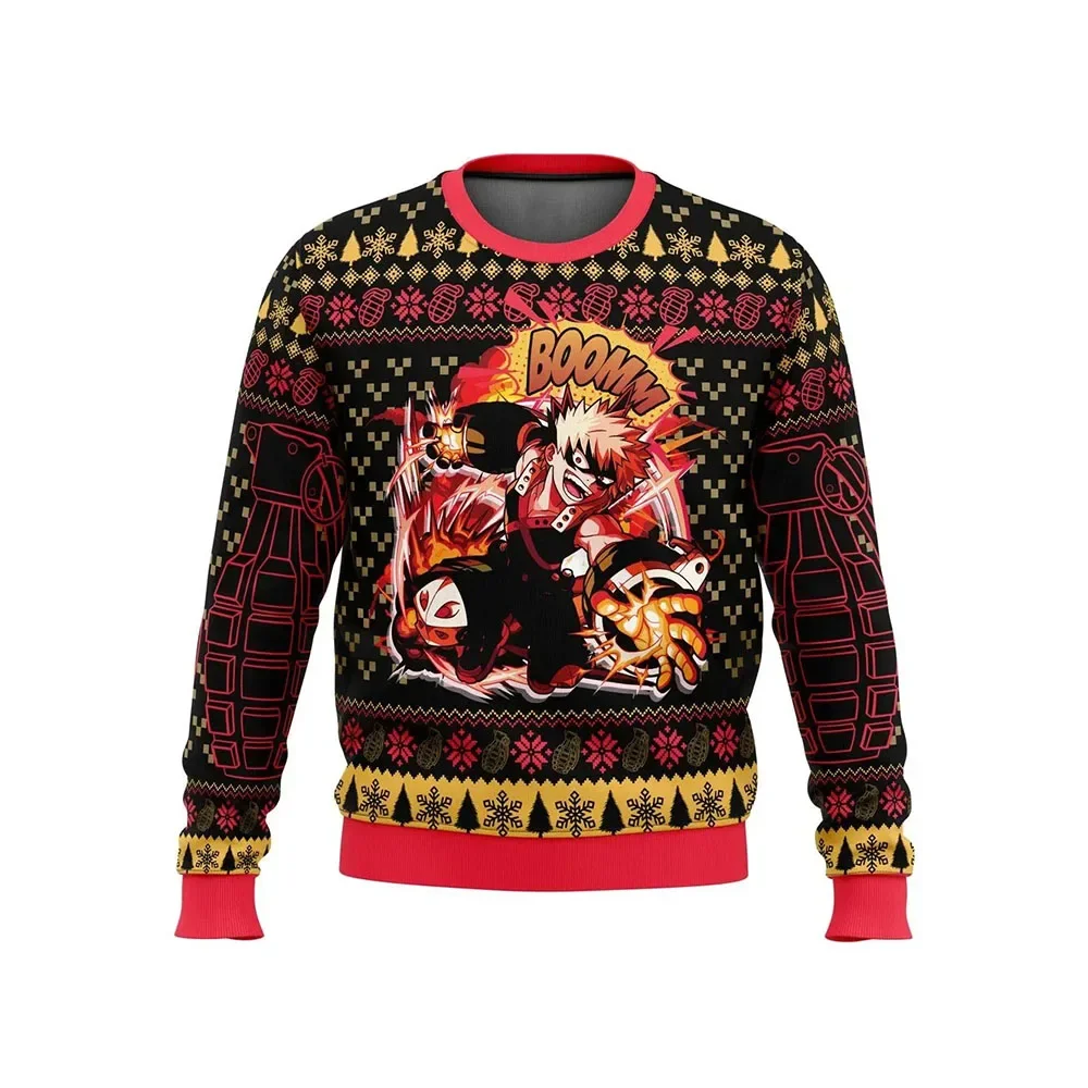 My Hero Academia Boku No Holiday Ugly Christmas Gift Пуловер Санта-Клауса Мужской 3D свитшот и топ на