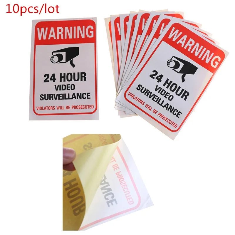 

10pcs/lot Waterproof Sunscreen PVC Home CCTV Video Camera Alarm Sticker Surveillance Security Warning Decal Signs Sticker