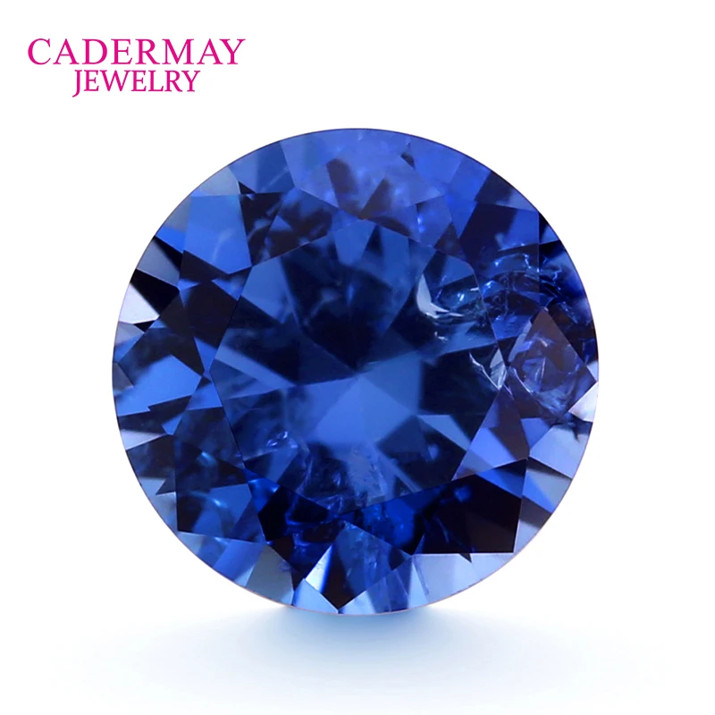 Включения выращенный в лаборатории сапфир 3 мм-14 мм круглая форма василек синий