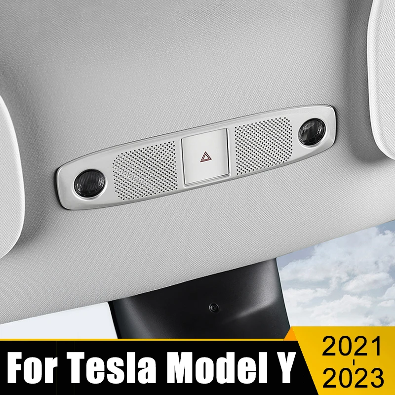 

For Tesla Model Y ModelY 2021 2022 2023 Stainless Steel Car Reading Light Audio Tweeter Speaker Cover Case Trim Frame Sticker