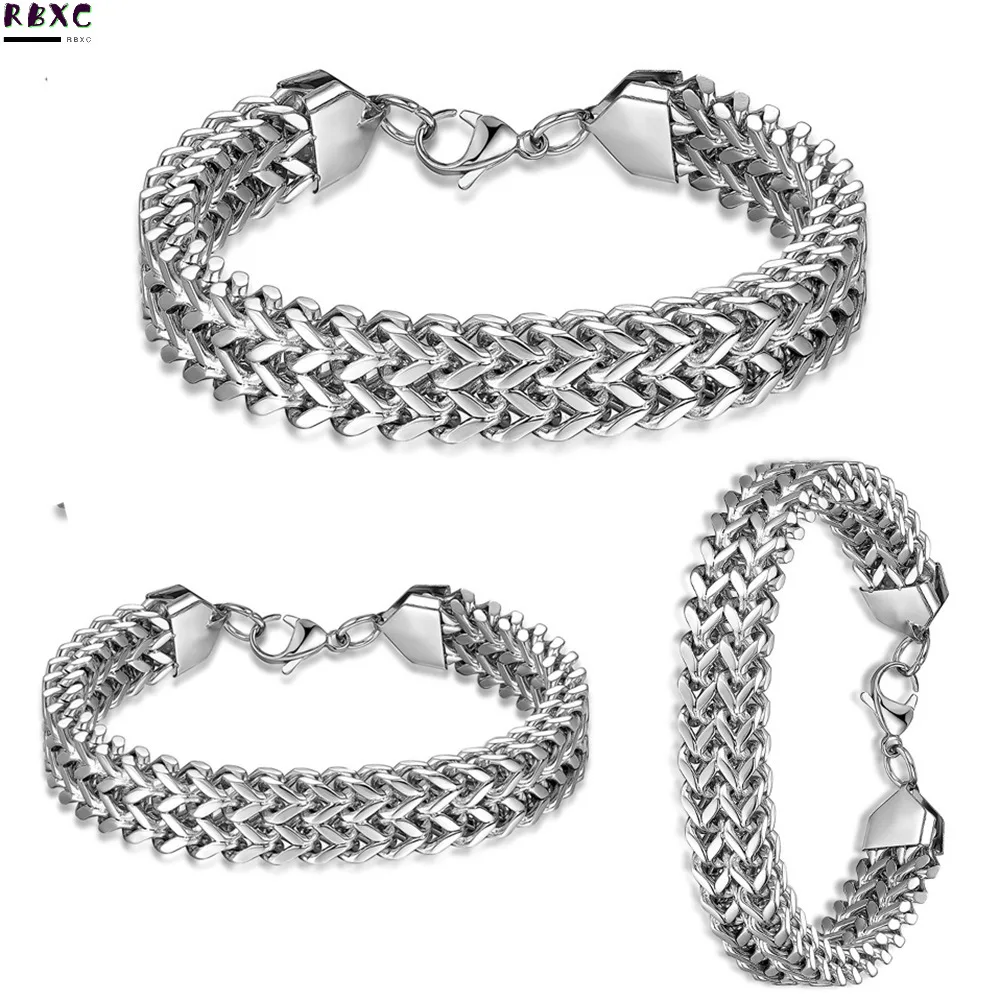 

Rbxc Hip Hop Bracelet Stainless Steel Woven Front and Back Chain Titanium Steel Bracelet Trendy Men Fashion Bracelet Trendy Men