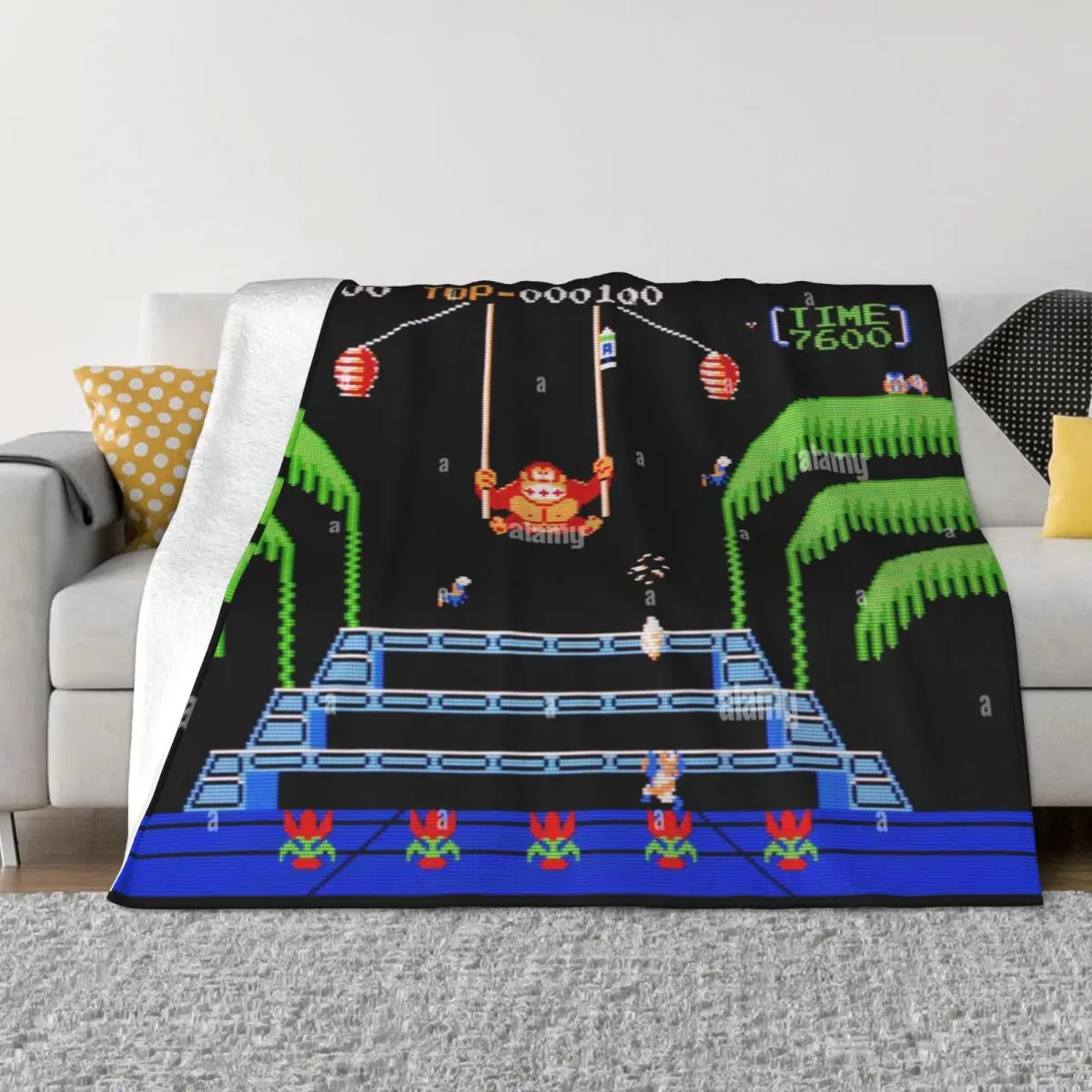 

Sofa Fleece Funny Donkey Kong Throw Blanket Warm Flannel Electronic Arcade Game Blankets for Bedding Car Couch Bedspreads