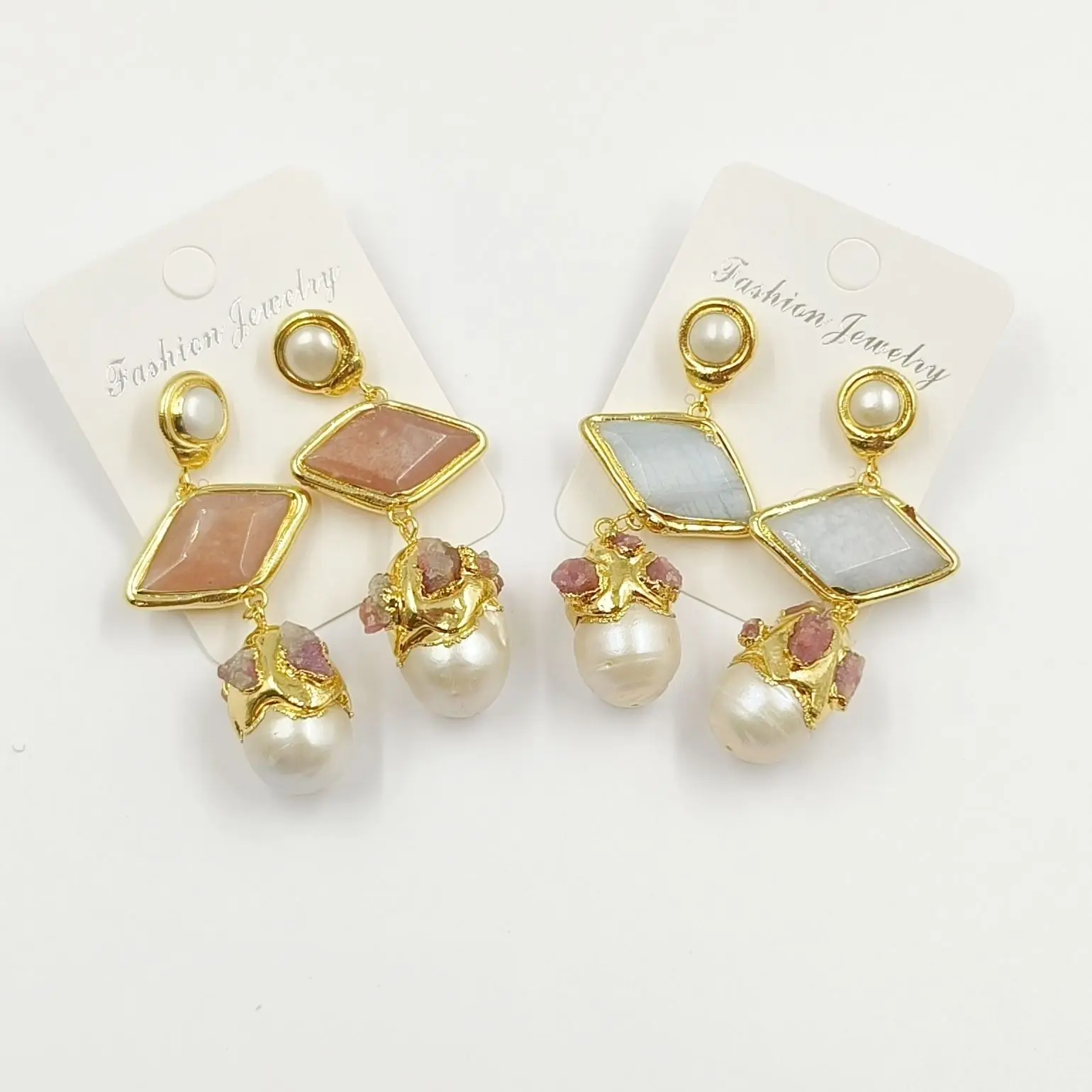 

Новые модные великолепные серьги Keshi, Длинные уникальные серьги из драгоценных камней и искусственных камней