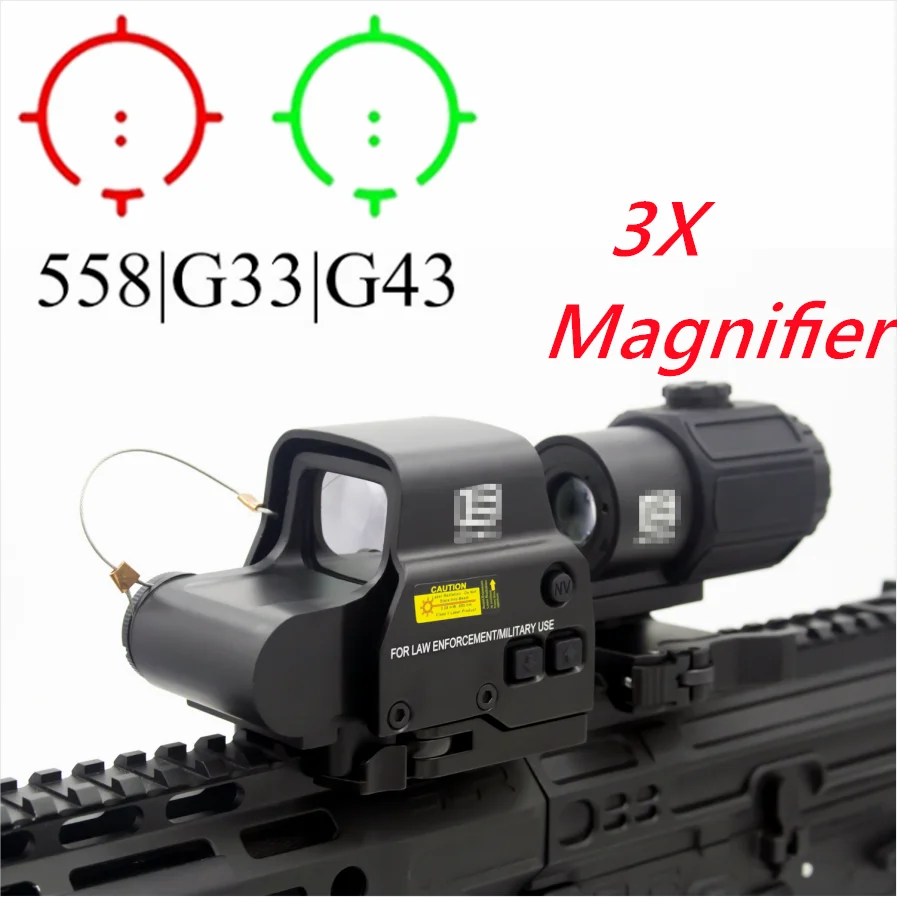 

Tactical 558 G43 3X Magnifier Holographic Collimator Sight Red Dot Optics Sight Reflex Scope for Rifle Hunting, Set/Individually