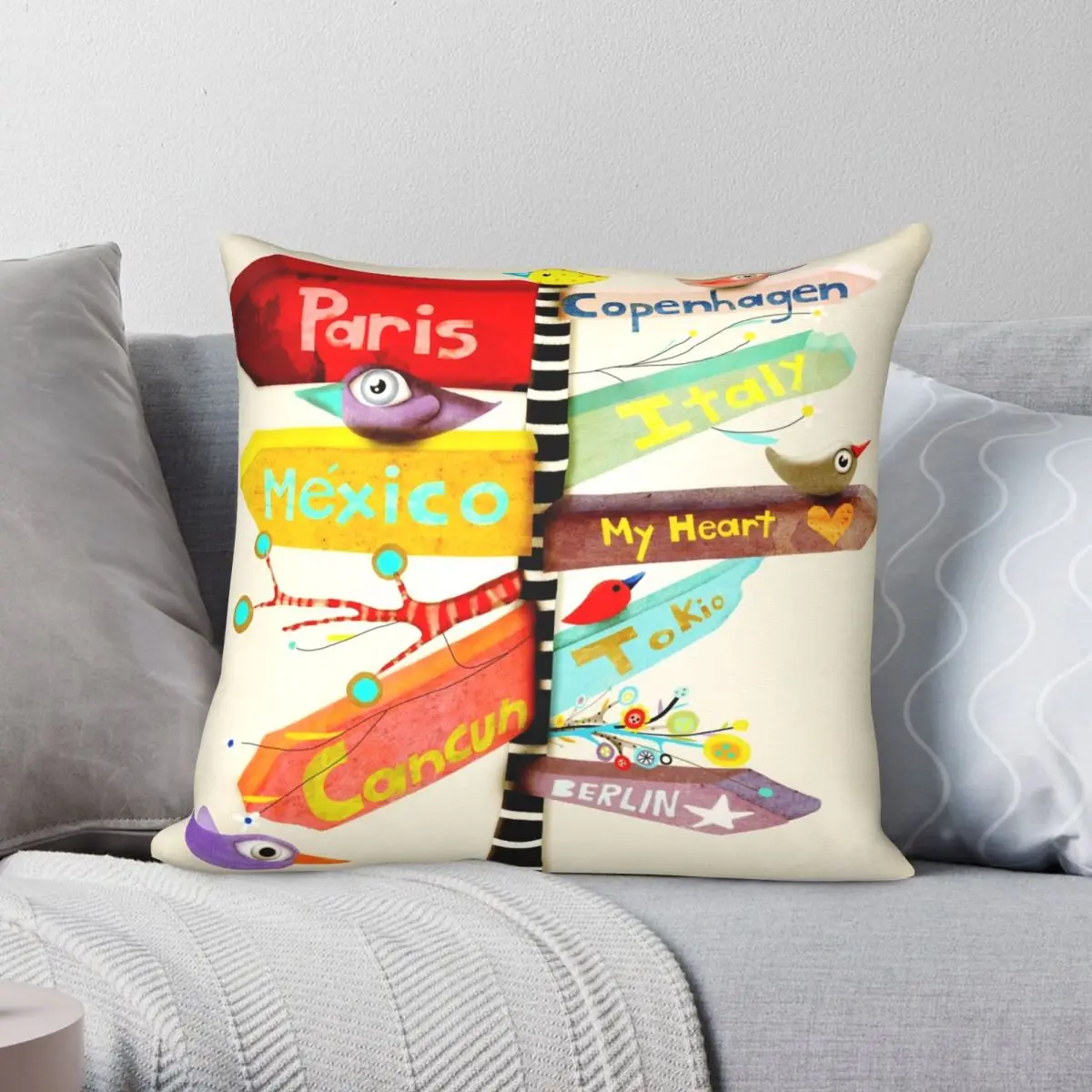 

Traveling To Your Heart Pillowcase Polyester Linen Velvet Pattern Zip Decor Pillow Case Sofa Seater Cushion Cover Wholesale 18"