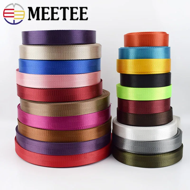 Meetee-Cinta de nailon con patrón de espiga, accesorio de costura para cinturón, 8 metros, 25mm