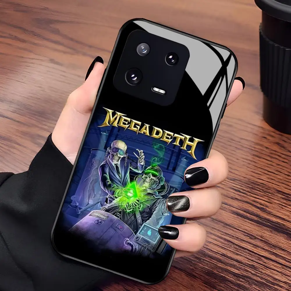Фото Классический чехол для телефона Heavy Metal Rock Band Megadeths-S для Xiaomi 17 15 14 13 12 Mi 11 X T Ultra Pro Lite 5G, черный стеклянный чехол №4