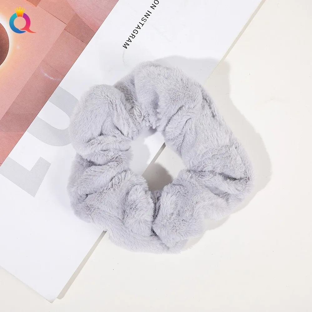 Мягкая плюшевая резинка для волос с имитацией кроличьего меха толстой кишки