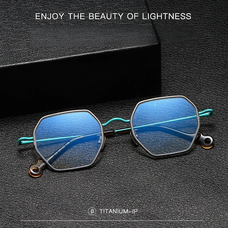 Ретро оправа для очков из чистого титана модная многоугольная мужчин и женщин