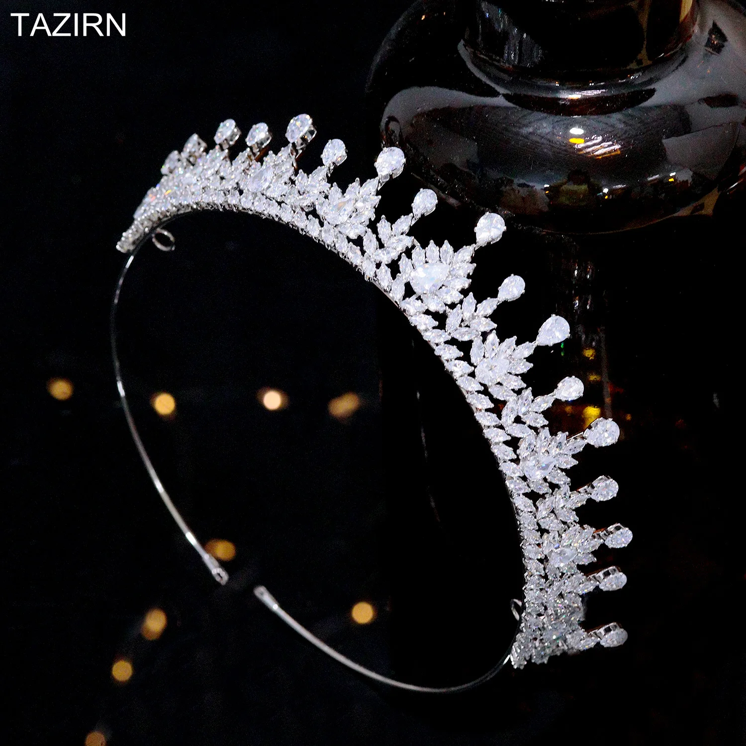 

Small Crowns White CZ Hair Accessories Wedding Bridal Tiaras Women Jewelry Cubic Zirconia Princess Headpieces Pageant
