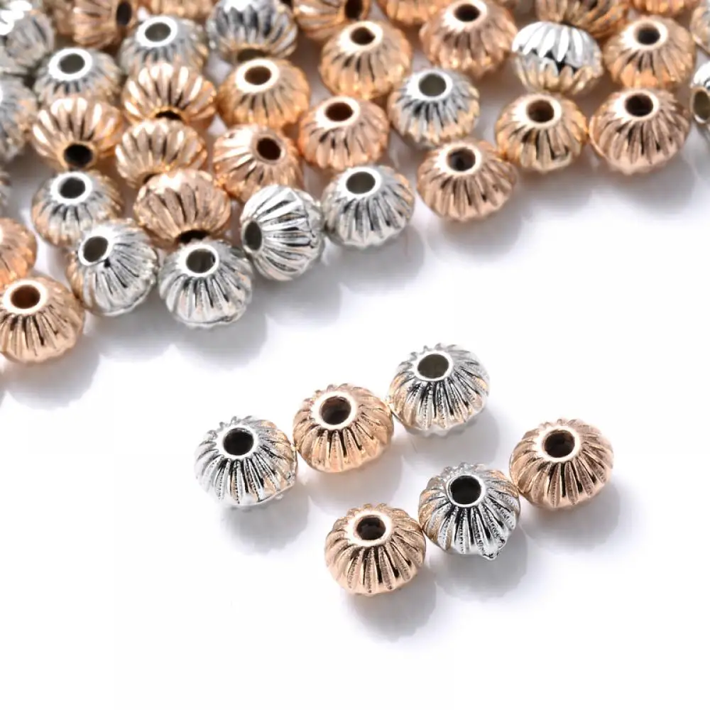 

Круглые акриловые бусины CCB с узором, золотистые и Серебристые бусины-разделители россыпью для изготовления браслетов, ожерелий, ювелирных ...