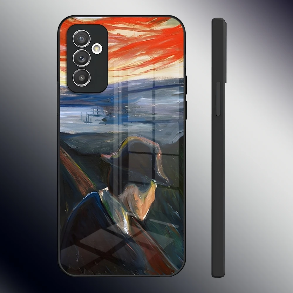 Munch Vintage Oil Painting Fine Art Phone Case For Samsung S24 Ultra S23 S22 S20 Fe S21 Plus A54 A34 A24 A53 A13 A16 Glass Cover