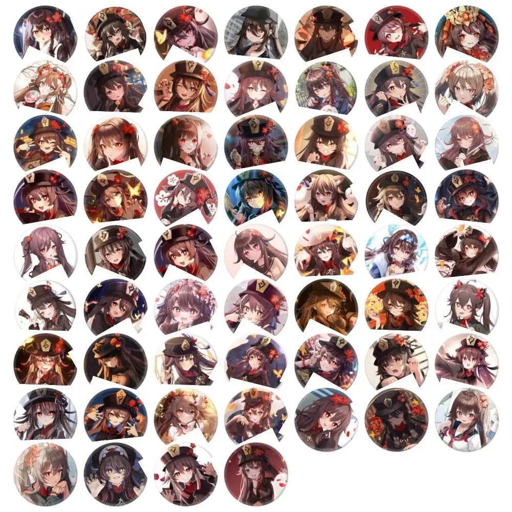 

60pcs/lot badge Genshin Impact Pin round tinplate cute cartoon game Metal brooch 58mm