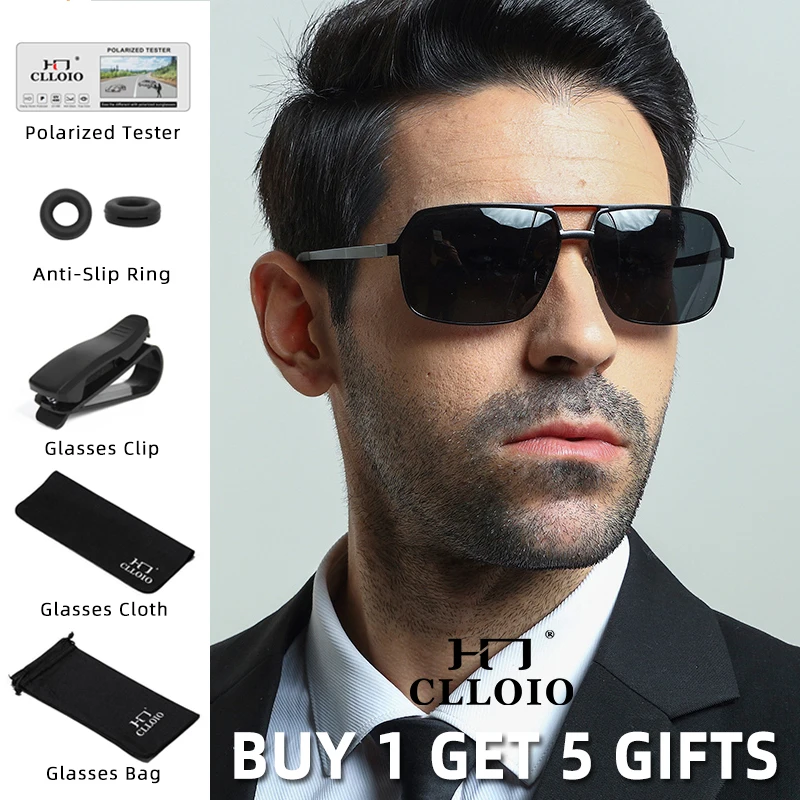 Очки солнцезащитные CLLOIO Мужские поляризационные качественные алюминиевые