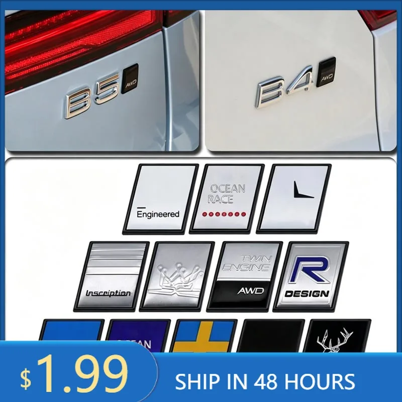 Фото Наклейка-эмблема 2026 Hot For Volvo Black Edge Metal Badge R Design AWD Moose Test Logo Decals для автомобилей Volvo Ocean V40 V60 V90 XC60 XC90 №1