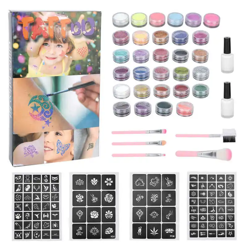 

Светящаяся пудра Сделай Сам Нежный портативный профессиональный изысканный набор для Временной Татуировки с блестками с клеем для макияжа