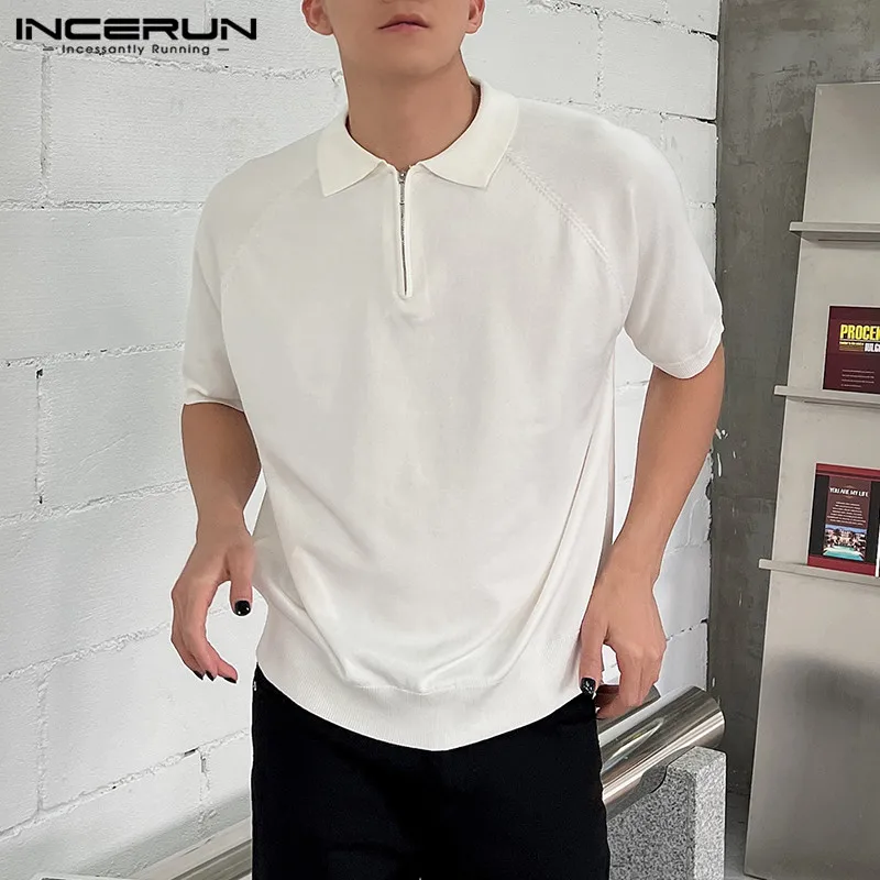 

INCERUN Tops 2023 Korean Style Men's Simple Elastic Sports Blouse Casual Streetwear Male Loose Raglan Sleeve Lapel Shirts S-5XL