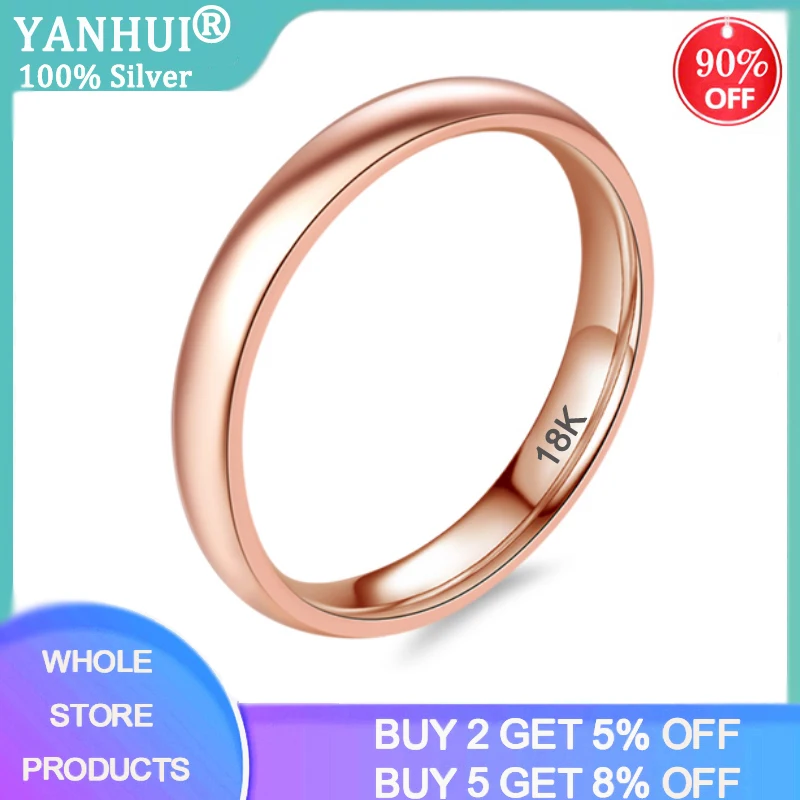 

Never Fade Original Stainless Steel 18K Rose Gold Color Gloss Rings Gift For Women and Men Simple Couple Wedding Bands Jewelry
