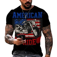 motorcycle 3d printed t shirt men street casual flag round neck short sleeve harajuku high quality loose plus size shirt