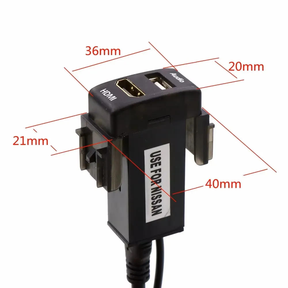 Фото Автомобильный входной порт HDMI + USB-аудиовходное аудиореле для NISSAN, Qashqai, Tiida, X-trail, Sunny, NV200, Teana, Sylphy, Paladin, March №2