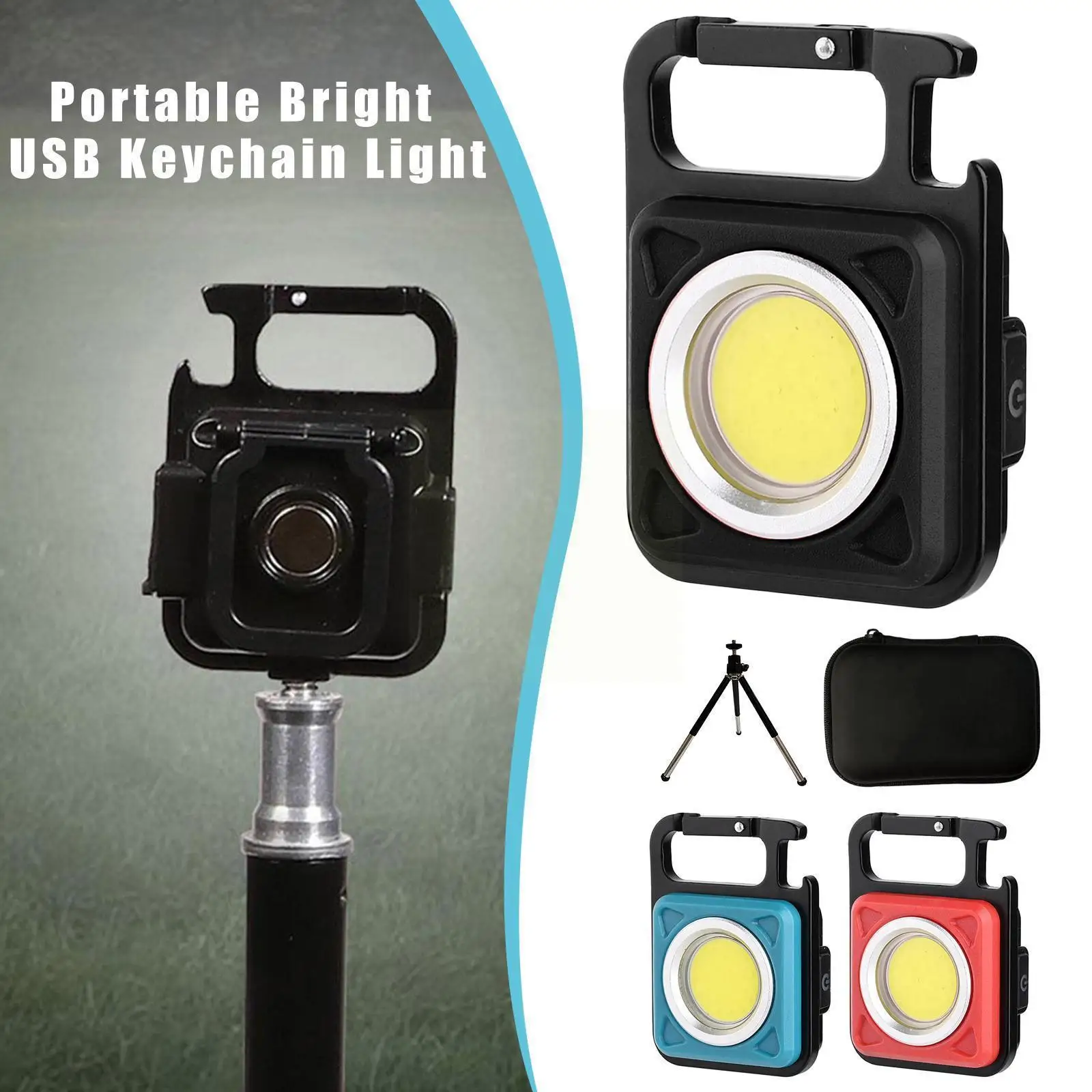 

Camping Outdoor Flashlight With Box Cob Mini Portable Waterproof Lamp Keychain Work Light Led Usb Charging 3 Color W2j0