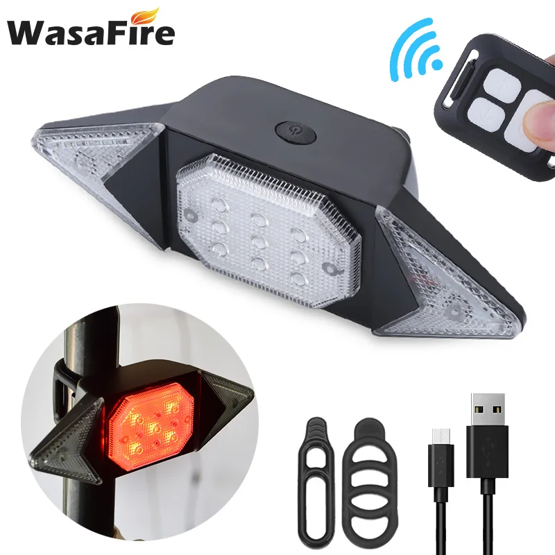 

Bike Tail Light Turn Signals Wireless Remote Control Mountain Road Bicycle Rear Light USB Rechargeable Riding Flashing Headlight