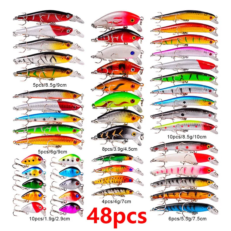 

Bass Fishing Lures Kit Set Topwater Hard Baits Minnow Crankbait Pencil VIB Swimbait for Bass Pike Fit Saltwater and Freshwater