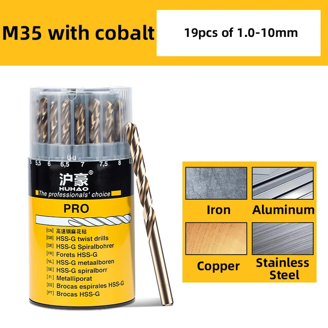 

Набор спиральных сверл HUHAO HSS, кобальтовое сверло, резак для отверстий для сверления нержавеющей стали, дерева, металла