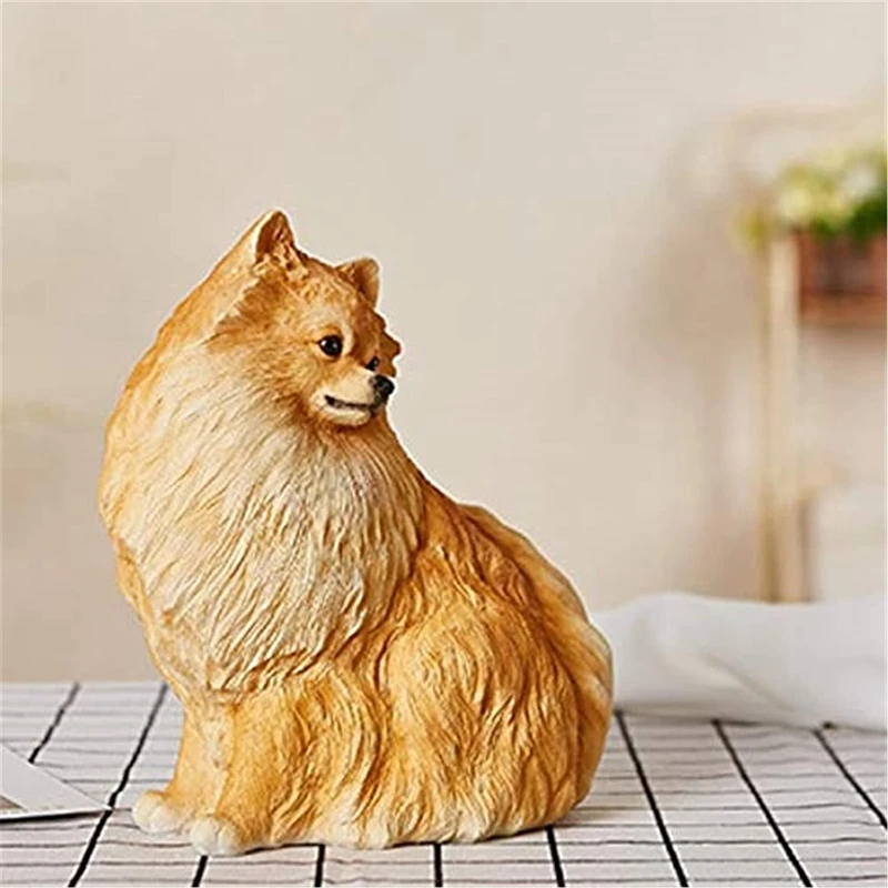 Garden Ornaments Outdoor Cute Pomeranian Statue Handmade Decoration Simulation Puppy Sculpture Resin