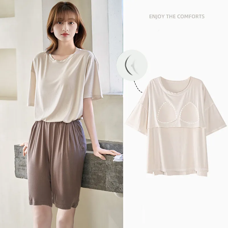 Pijama Mujer New Modal Sleepwear For Women Short Sleeve Half Pant Suit Summer Pajamas Female Home Clothing Night Wear Set