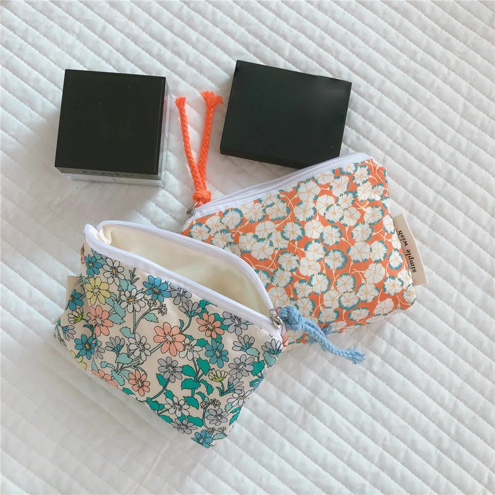 Broken Flower Pattern Coin Purses Small Fresh Canvas Coin Wallet Lady Girls Earphone Coin Key Money Storage Bag Zipper Pouch