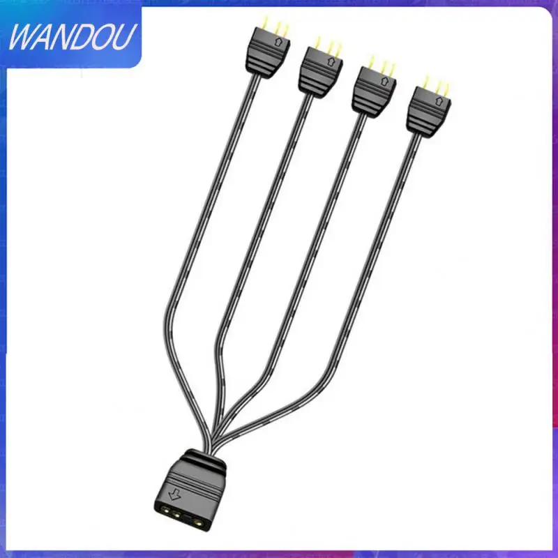 

5v Synchronization Hub 1 In 2 / 1 In 4 3pin 5vargb Extension Line Black Extension Cord Adapters Widely Compatible Line Expansion