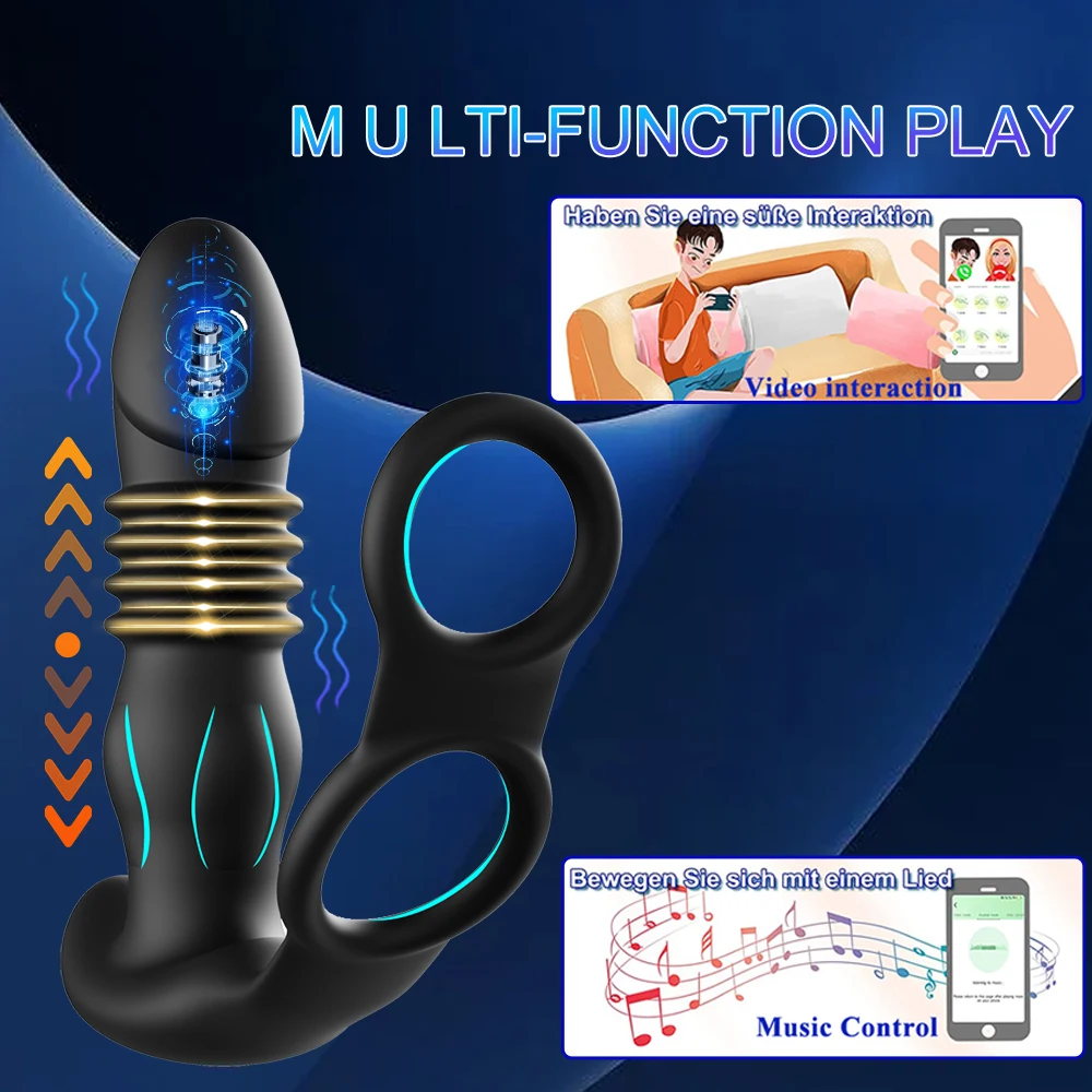 Массажер простаты вибратор Мужская телескопическая Анальная пробка с