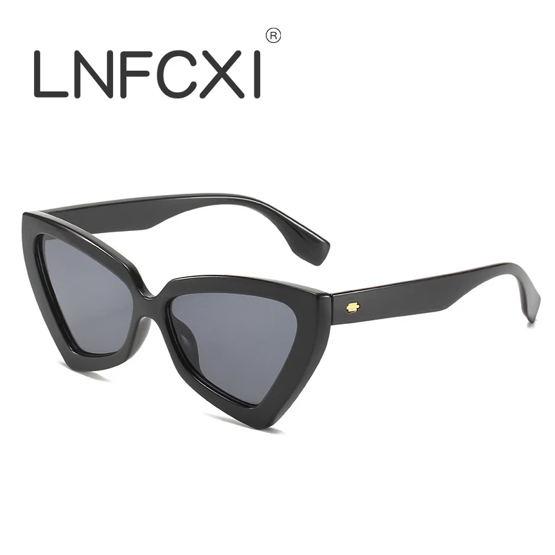 

LNFCXI Retro Cat Eye Sunglasses Black Eyewear Candy Colors Gradient Sun Glasses for Women Gafas De Sol Para Hombre