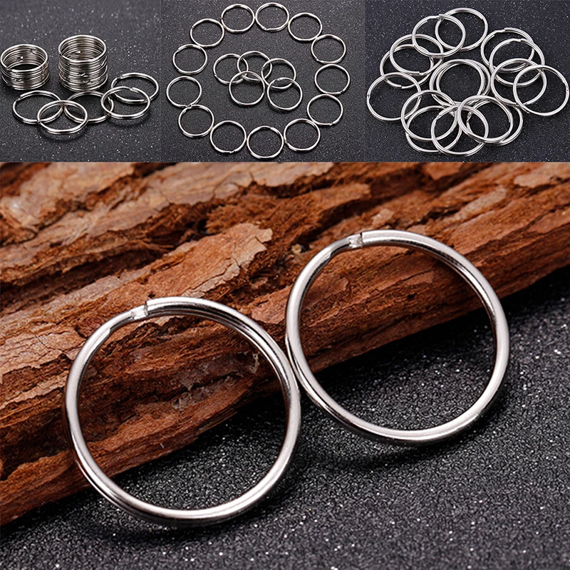 

50PC Polished Silver Key Holder Split Ring Keyrings Key Chain Hoop Loop DIY Key Double Split Rings Connectors For Jewelry Making