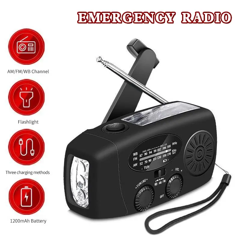 Ручка на солнечной батарее с динамиком Радио Power ed AM/FM/WB радио для погоды