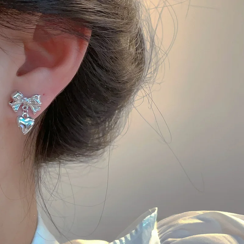 Сахарные милые крутые серьги-гвоздики с бантом металлические элегантные