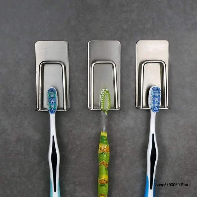 

304 Stainless Steel No Trace Sticker Suction Cup Gargle Cup Toothbrush Holder Wall Mounted Bathroom Organizer 25