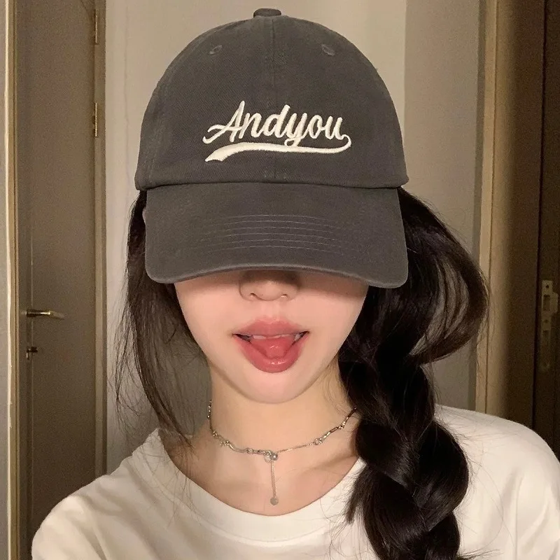 

Baseball Cap 2022 Fashion Caps Female Embroidery Cap Korean The Soft Top Alphabet Baseball Cap Four Seasons Peaked Cap