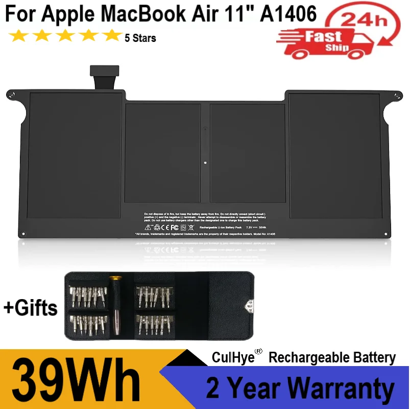 7.6V A1465 A1406 A1370 A1495 Replacement Battery for Laptop MacBook Air 11 Inch (Mid 2011 2012 2013 Early 2014 2015 Version)39Wh