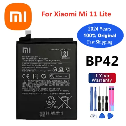 2024 года, 4250 мАч, BP42, 100% оригинальный аккумулятор для Xiaomi Mi 11 Lite, 11 Lite, Mi11 Lite, высококачественные сменные батареи для телефона