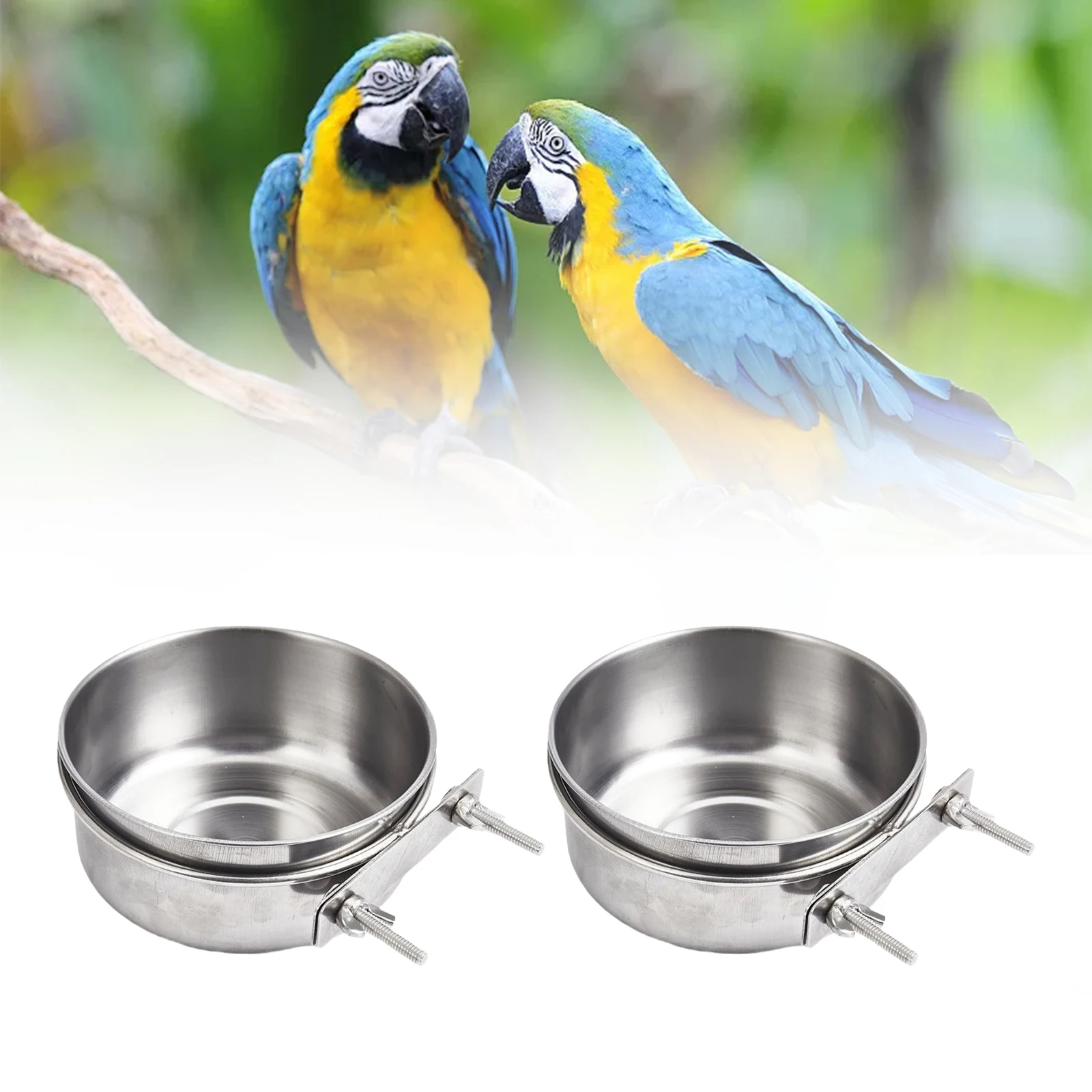 Миска для воды из нержавеющей стали птиц с держателем-зажимом 10x4 5 см