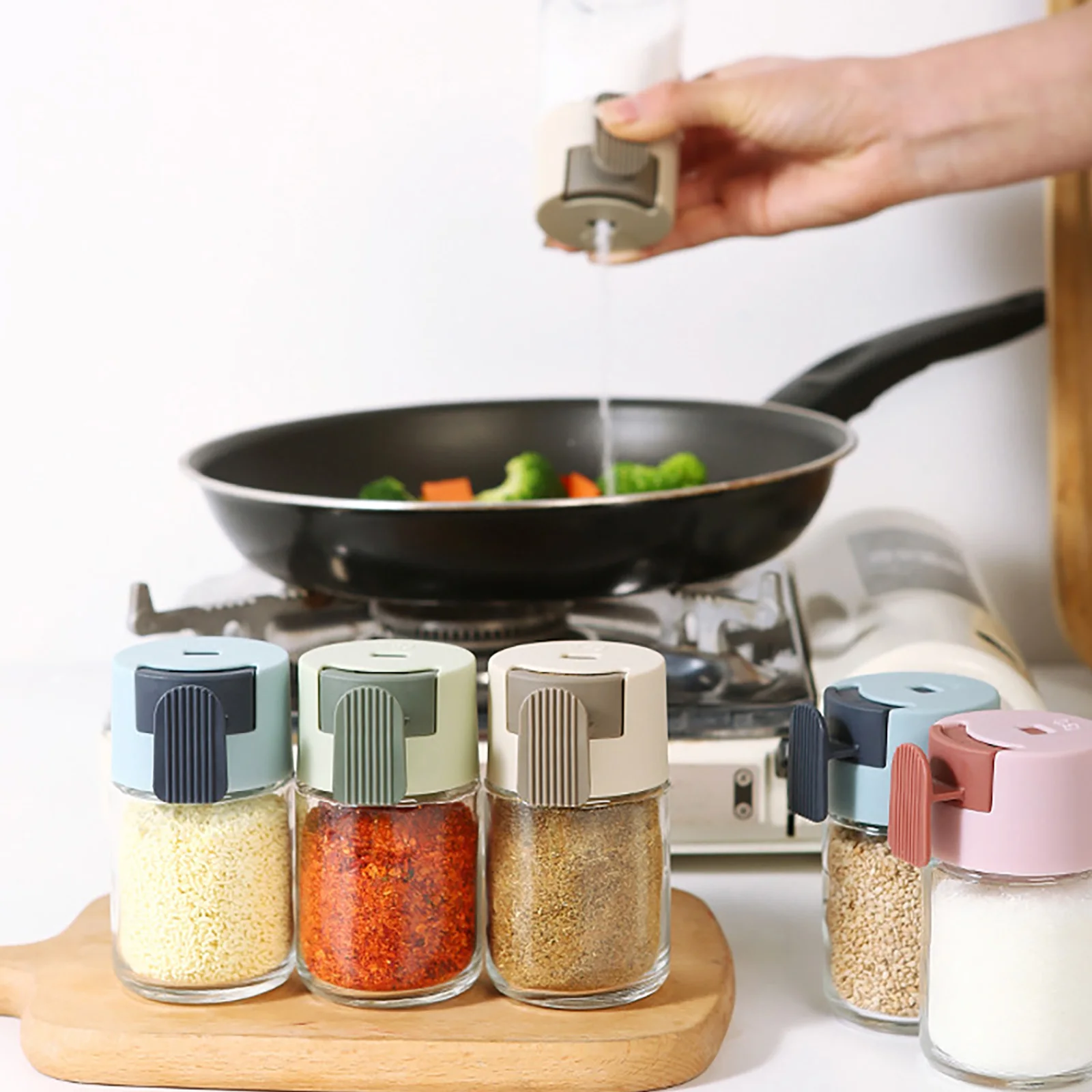 

Quantitative Salt Pressed Can Glass Spices Jars 100ml Multicolor Durable Home Kitchen Gadgets Practical Condiment Bottles