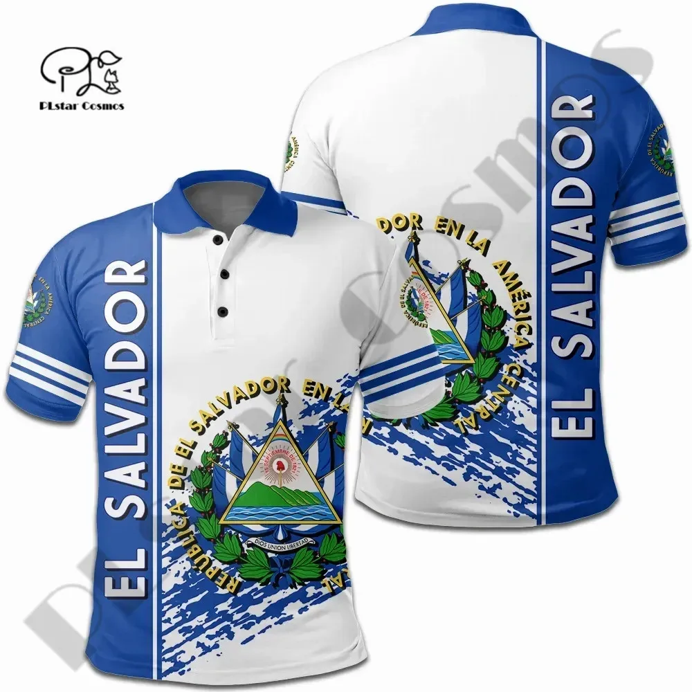 PLstar Cosmos 3DPrint El Salvador Land Flagge Polo-Shirt Team Lustige Streatwear Harajuku Sleeveless Tees Fitness Unisex Stil-1
