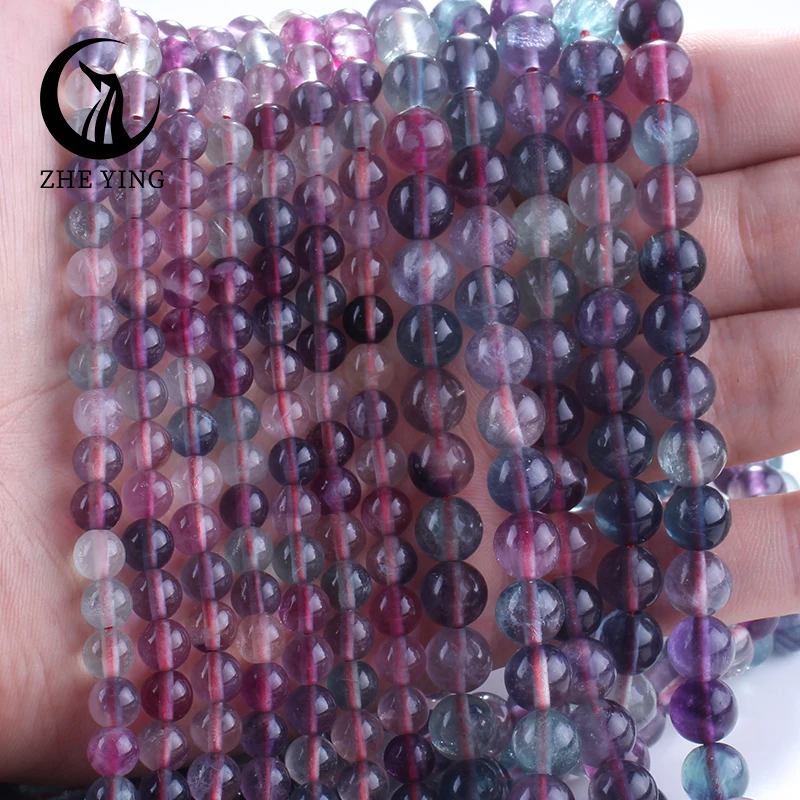 Круглые свободные гладкие бусины из натурального камня радуги флюорита 6/8/10 мм