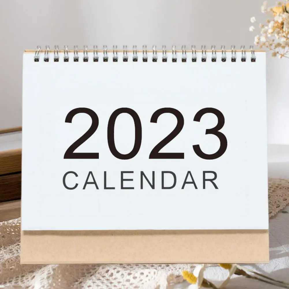

Portable 2023 Desktop Calendar Double Coil Smooth Page Turning Month Desk Calendar Decorative