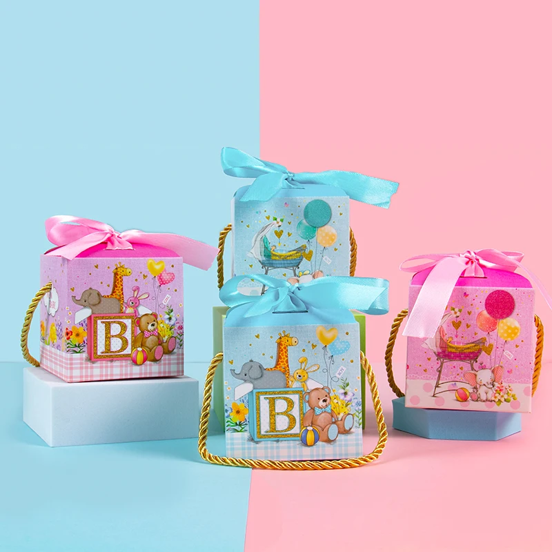 

10pcs Elephant Candy Box cartoon Candy Boxes With Ribbon for kids Birthday Party Decoration Baby Shower Favors Packaging Supplie