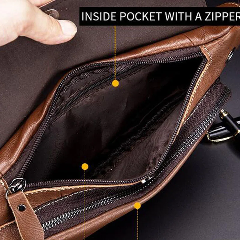 BULLCAPTAIN Leather Crossbody Bag for Men Messenger Chest Bag Casual Shoulder Strap Pack New Fashion