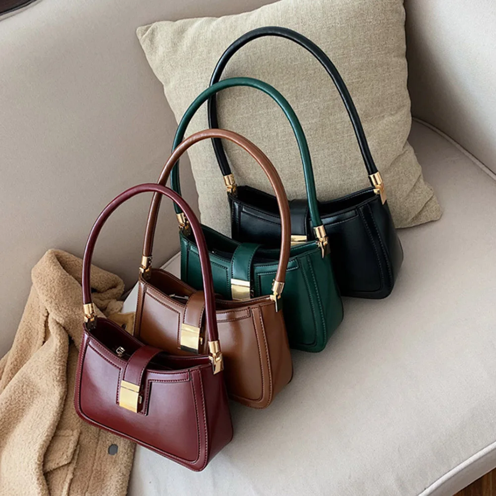 

Fashion Women Shoulder Bag PU Leather Solid Color Underarm Bag Female All-match Small Clutch Bag Luxury Brand Designer Handbags