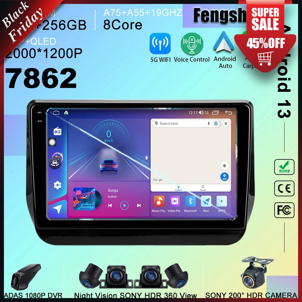 

7862 CPU Android 13 Car DVD Radio For Hyundai H1 2 Grand Starex TQ 2017 - 2022 GPS Navigation No 2din DVD Multimedia Player 5G